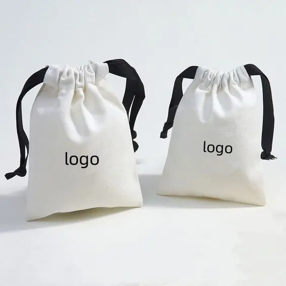 Groothandel Canvas Katoenen Sieraden Etui Trekkoord Schoenentas Custom Handtas Stofzakken Covers Met Logo