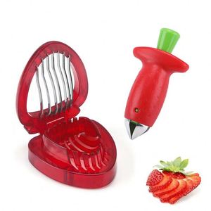 Ensemble Éplucheur de Fraises et Trancheur de Fraises, Outil pour Retirer les Tiges, Lames en Acier Inoxydable, Ustensiles de Cuisine - Product Image 5