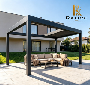 Pergola bioclimatique motorisée en aluminium RKOVE RK-E1, éclairage LED, résistante au vent, résistante à la saleté, imperméable, pour terrasse extérieure - Product Image 5