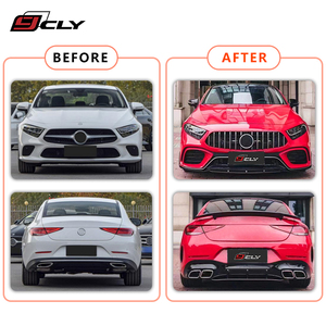 Kit carrosserie CLS63 A-<span class=keywords><strong>MG</strong></span> pour Mercedes-Benz <span class=keywords><strong>CLS</strong></span> W257 version basse 2018-2024 : pare-chocs avant et arrière, calandre, diffuseur, embouts d'échappement noir/argent - Product Image 2