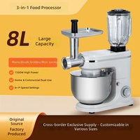 Robot pâtissier électrique multifonctionnel, pétrin, batteur à œufs, bol en acier inoxydable 8L, hachoir à viande, extracteur de jus pour la cuisine domestique