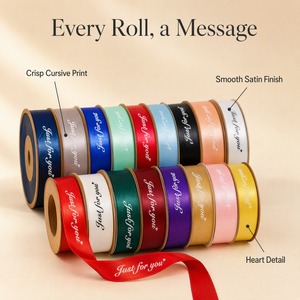 Nastro in Raso Stampato All'Ingrosso Solo per Te, 196 Colori, Rotoli di Nastro con Scritta Corsiva per Confezioni Regalo, Colori Personalizzabili - Product Image 1