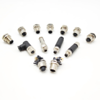 Conector Circular M12 de 3-4 Pines con Código AX, Macho y Hembra, IP67, Cable Personalizado de 1m para Maquinaria de Automatización Industrial