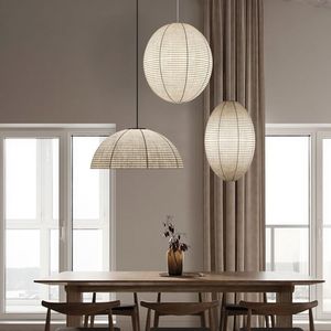 Lustre en tissu japonais Wabi Sabi, forme ovale, lumière LED E27, pour salon de thé, café, maison d'hôtes, éclairage suspendu décoratif - Product Image 4