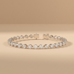 Pulsera de tenis de oro macizo con diamantes naturales, corte redondo clásico, joyería fina de lujo, pulsera de oro amarillo con diamantes, elegante - Product Image 1