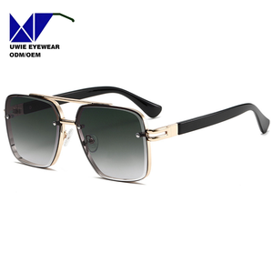 Lunettes <span class=keywords><strong>de</strong></span> soleil <span class=keywords><strong>de</strong></span> luxe unisexe 2024, monture métallique, verres carrés dégradés surdimensionnés, protection UV400, monture intégrale noire - Product Image 4
