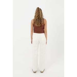 Jeans de Mezclilla de Cintura Alta y Pierna Ancha para Mujer, Estilo Simple, Tela Lavable, Color Crudo - Product Image 1