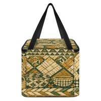 Sac à lunch isotherme portable avec imprimé botanique tropical en feuilles de noix de coco et doublure en feuille métallisée épaisse