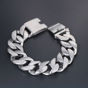 Titanium Steel Chunky Bracelet Men's <b>Sandblasted</b> Brushed Finish CE226 - Product Image 2