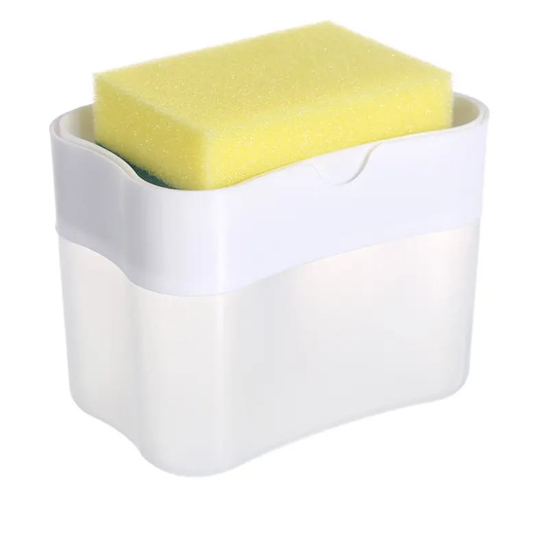 Hand Liquid Soap Dispenser Dishwasher Liquid Press Dispenser Box With Sponge Cleaning Pad Liquid Soap Dispenser