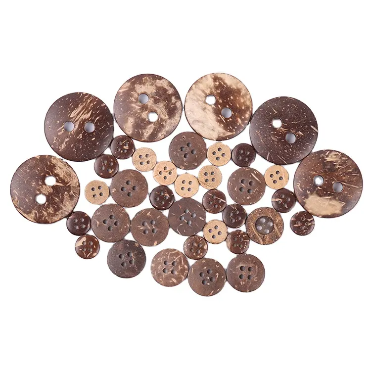 Custom Round 2 Holes Sewing Natural Button Bulk Custom Coconut Shell Buttons For Shirts
