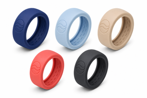 เคสซิลิโคนแบบมีโลโก้สั่งทำพิเศษสำหรับ Oura Ring 5/4, Galaxy Ring, RingConn, Ultrahuman สีน้ำเงินลายคลื่นขนาดใหญ่ พร้อมโลโก้แบบนูน - Product Image 4