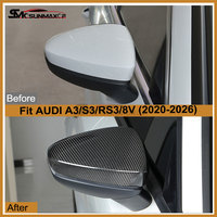 Pour Audi A3 8V S3 RS3 2012-2020, coque de rétroviseur latéral en fibre de carbone véritable, boîtier de rétroviseur, accessoire de modification extérieure