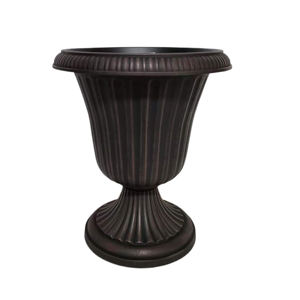 Винтажный рифленый цветочный горшок на подставке из полипропилена, бронзовый, текстурированный, 12 дюймов, матовый, с дренажным отверстием, прочный, легкий, для дома - Product Image 3
