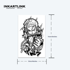 Autocollant de tatouage INKARTLINK pour le corps, autocollant de tatouage en papier, anime Zoro, imperméable, écologique, longue durée, 15 jours, vente en gros - Product Image 4