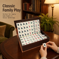 Mini jeu de Mahjong 30 mm, portable pour les voyages, jeu de tuiles chinoises pour la famille, le camping, le dortoir, avec tuiles jaunes ivoire et boîte