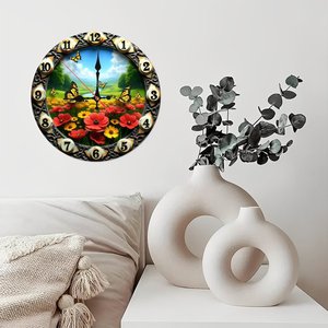 Round Wooden Wall <b>Clock</b> 25Cm Handcrafted Wood Grain Silent Non Ticking Home Decor Art <b>Clock</b> - Product Image 4