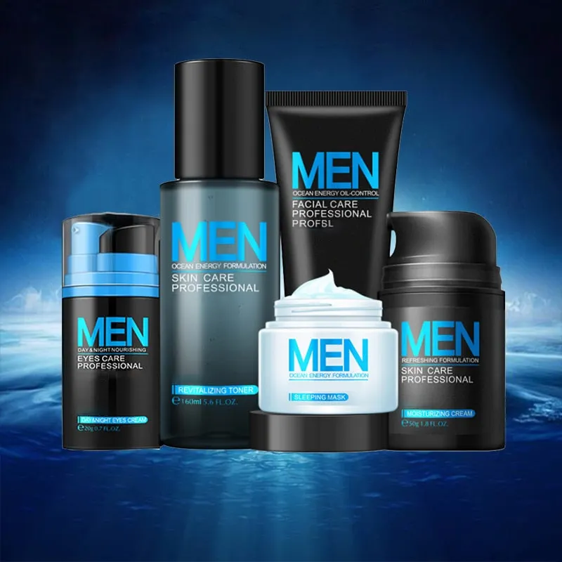 Oem Private Label Manufacturing 5pcs Men Care Moisturizing Anti Aging Cleansing Oil Control Facial Repairing Men Skin Care Kit