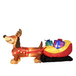 Sled gonflable de Noël de 2,4 mètres en forme de chien saucisse avec éclairage LED, idéal pour la décoration extérieure de cour et les accessoires de mise en scène - Product Image 5