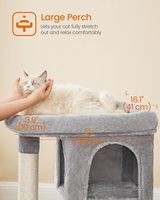 Arbre à chat Gain à double niveau avec 2 grottes, tunnel, griffoir et grande perchoir pour usage intérieur toutes saisons