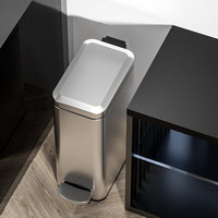 Poubelle à pédale fine en acier inoxydable 6L-18L pour salle de bain, bureau, maison, cuisine, avec couvercle à fermeture silencieuse et bac intérieur facile à nettoyer