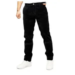 LARSUR xintang guangzhou corduroy pants factory manufacturer custom black slim fit dress pants men's corduroy pants trousers