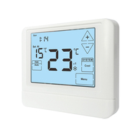Fácil programación impulsada por menú con retroiluminación blanca/azul/verde Bomba de calor Calefacción por suelo radiante Termostato de temperatura ambiente