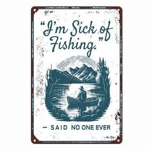 <span class=keywords><strong>Gone</strong></span> Fishing Wall Decor Custom Metal Tin Sign Lake House Decoraciones Man Cave Vintage Beach Photo Custom Text Photo Design - Product Image 2