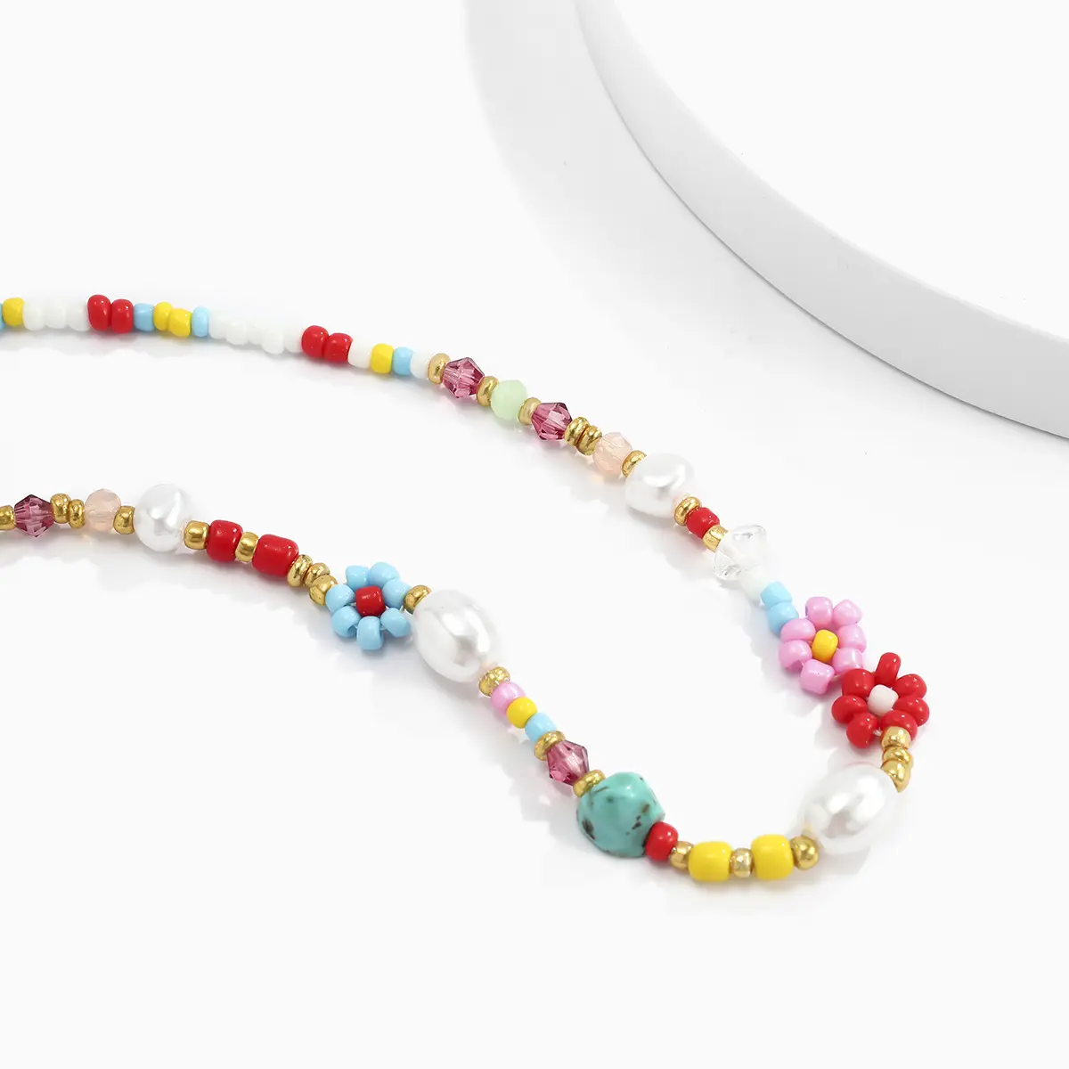 style small Daisy flower necklace Europe and the United States cross border simple color rice beaded beaded collar female