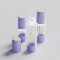 Botol Pompa Airless Silinder 15ml 30ml 50ml Bahan ABS AS PP untuk Kemasan Lotion Krim Bentuk untuk Pembersih Wajah Logo Custom