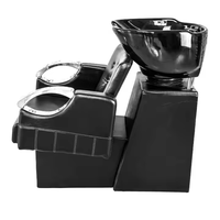 Chaise de lavage contemporaine en acier inoxydable avec cuvette en céramique pour salon de coiffure – Offre spéciale