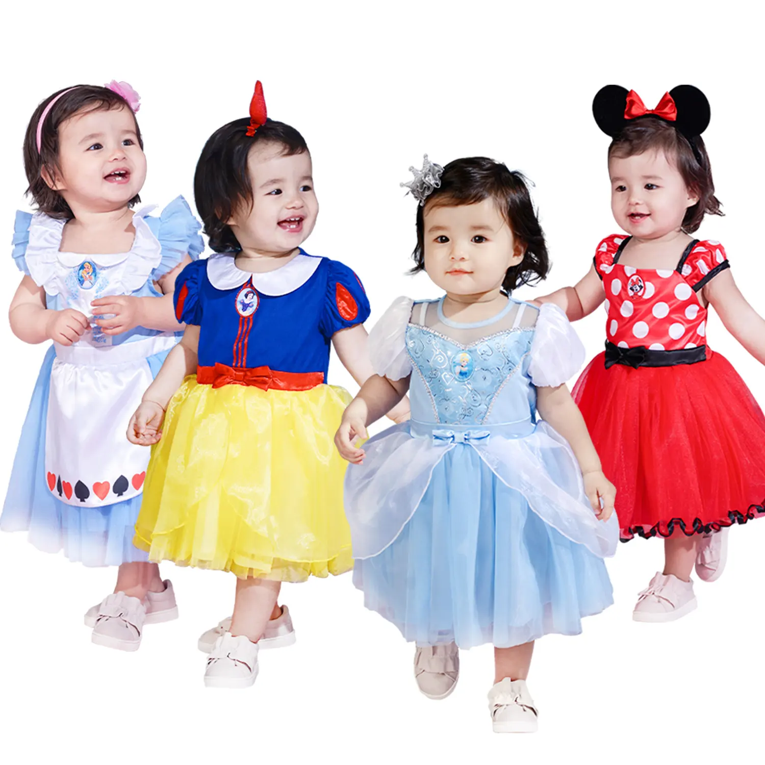 Costume da principessa per neonate, biancaneve cenerentola Alice Minnie Toddler Tutu Fancy Dress, ufficiale autorizzato da Disney