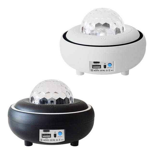 Star Stage Light Bluetooth Speaker Rechargeable Portable Ambient Light RGB Rotating Crystal Cover Laser Projection Light