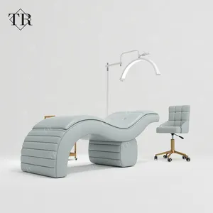 Turri Unique luxe incurvé esthétique extension de cils lit cils lit chaise longue chaise ensemble de meubles avec chariot lumière