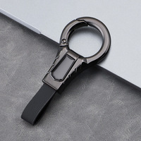 Porte-clés de voiture en alliage de zinc et cuir véritable, anti-perte, minimaliste, avec clip ceinture, à suspendre à la taille, cadeau compatible BMW Toyota Honda