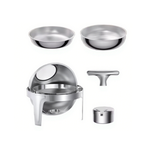 6 л, серебряная нержавеющая сталь, пищевой изоляционный контейнер для подогрева топлива, чаша, тарелка, шведский стол для свадеб, визуальная стеклянная крышка - Product Image 4