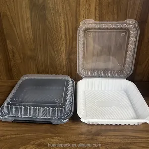 10x10 Inch PP Two Color Black Bottom Hinged Clear Top Togo Roast Chicken 1 Compartment Food Packaging Container Takeout Boxes
