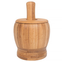 Ensemble Mortier et Pilon en Bois pour Ail, Gingembre, Herbes et Épices – Broyeur Mélangeur avec Bol à Piler