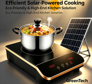 Kit de cuisinière à induction solaire portable à brûleur unique, pratique pour l'extérieur et l'hôtellerie, avec batterie et panneau solaire - Product Image 1