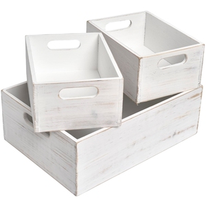 3er-Set Klassische Holzkisten mit Griffen Ineinander Stapelbare Aufbewahrungsboxen Dekorative Präsentationsbehälter Korb Schmuckkasten 5kg Kapazität - Product Image 1