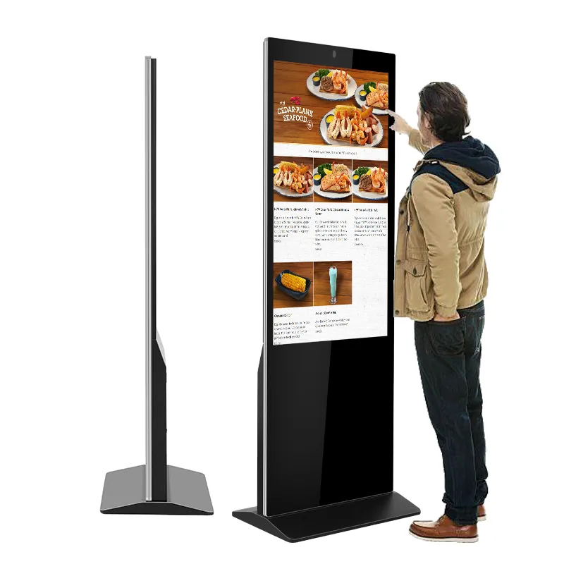 عرض لافتات رقمية تفاعلية واقفة على الأرض ، عرض إعلانات Totem LCD كشك للإعلان