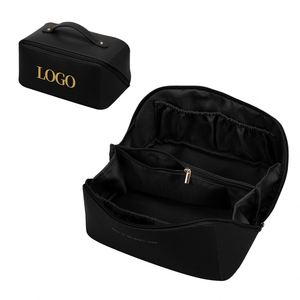 Nouvelle Trousse de Toilette et Maquillage de Luxe en Cuir Véritable Beige Grande Capacité pour Femme - Product Image 4
