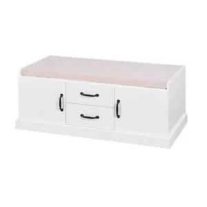 新款现代中密度纤维板白色紫外线涂漆橱柜床凳带储物柜