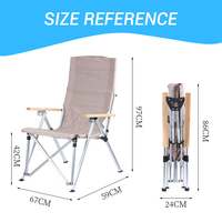 Chaise de camping pliable en aluminium à cinq positions réglables, design moderne, portable, pour la plage, le pique-nique, la pêche