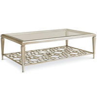 Table basse rectangulaire élégante Sociables avec incrustation de feuille d'or, table centrale vintage chic durable pour la décoration de la maison