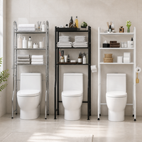 Étagère de rangement pour toilettes en acier inoxydable personnalisable, 3 niveaux, étagère de rangement sur pied, étagère de rangement multifonctionnelle pour toilettes