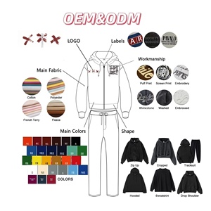 Sudadera con Capucha de Algodón Grueso para Hombre TKAN738D, Bordado de Toalla, Tela de Pana Personalizada, Talla Grande, Informal, con Cremallera - Product Image 5