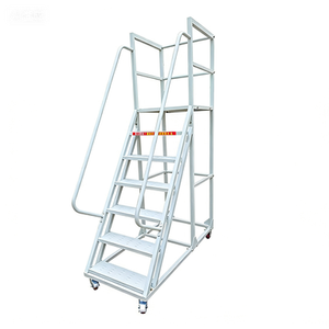 헤비 듀티 롤링 플랫폼 사다리 이동식 창고 계단 사다리 바퀴 포함 산업 안전 플랫폼 350kg 용량 - Product Image 3