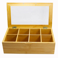 Boîte de rangement à thé en bois massif écologique peinte, coffre à thé en bois avec 8 compartiments