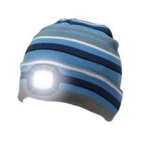 Bonnet en tricot acrylique pour enfants avec lumières LED, rayé, couvre-chef d'hiver, trois modes de luminosité pour le camping en plein air, les jeux dans la neige, les promenades nocturnes